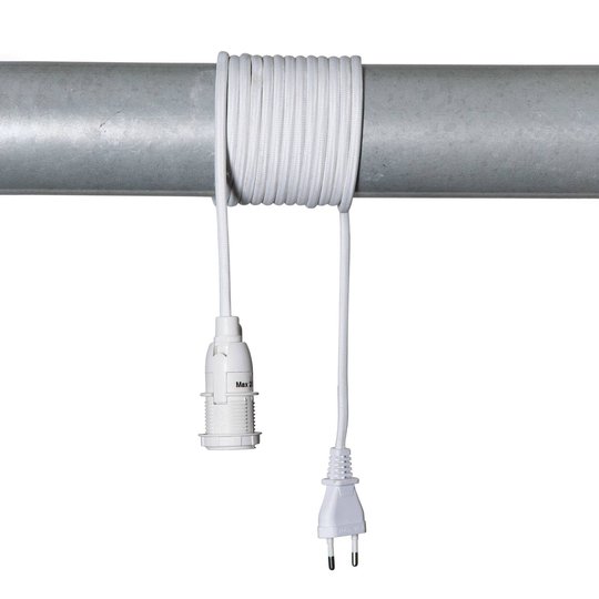 E14-uttag Lacy med kabel, vit