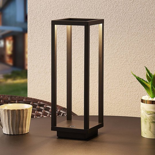 Lucande Kalamei LED-utomhuslykta, USB, svart