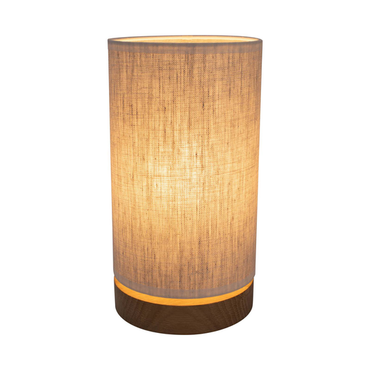 Bordslampa Canvas, ekträ, rund, creme