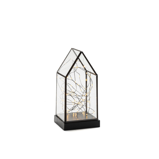 Glaslanterna 24,5cm LED (Svart)