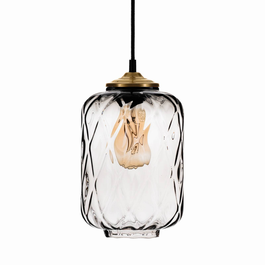 Hänglampa Tezeusz glasskärm rökgrå Ø 17 cm