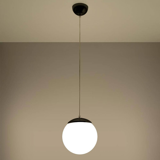 Hänglampa Ball, opalglas/krom, Ø 20 cm