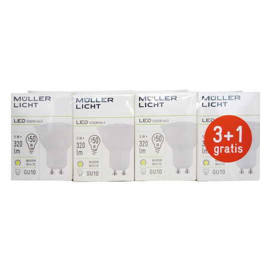 LED-reflektor GU10 5 W 2 700 K set 3+1 320 lm matt
