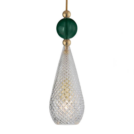 EBB & FLOW Smykke M guld crystal check grön boll