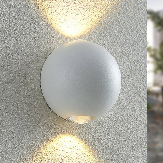 Lindby Esmani LED-vägglampa rund 2 lampor, vit