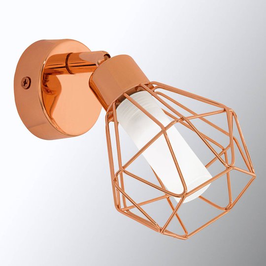 Kopparfärgad LED-vägglampa Zapata med burlook
