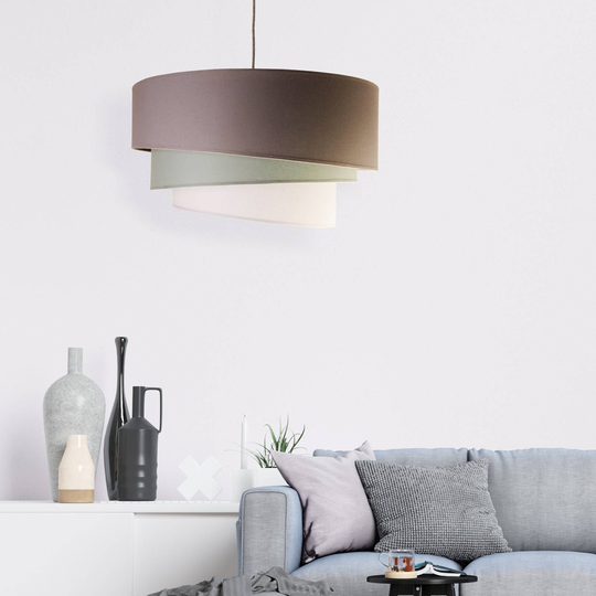 Taklampa Trio monocolor, textil, grå, Ø60 cm