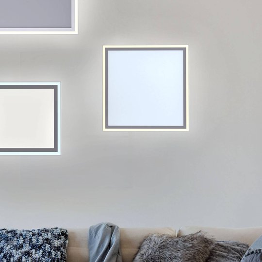 LED-taklampa Edging, justerbar vitfärg, 46x46 cm