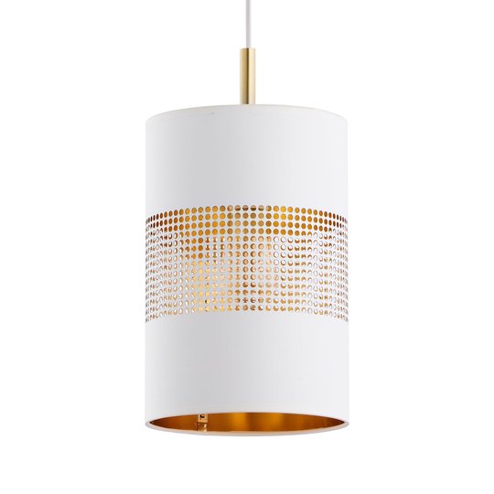 Hänglampa Bogart, 1 lampa, vit/guld