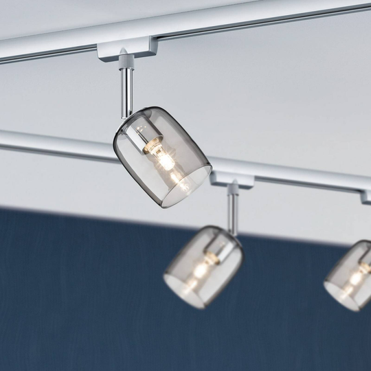 Paulmann URail Blossom grundpaket krom, glas rök