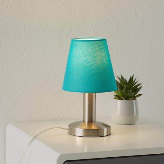 Turkos bordslampa Merete med beröringsfunktion