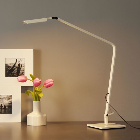 LED-bordslampan Flex, glänsande vit