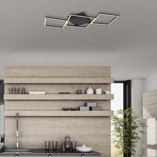 LED-taklampa Kurio, 3 lampor, svart