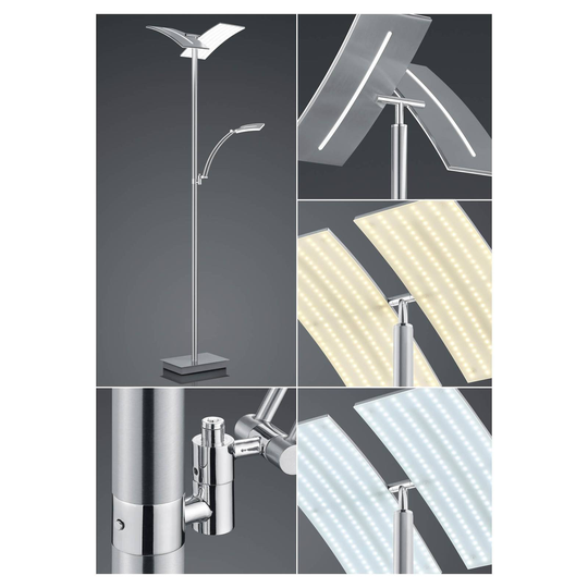 B-Leuchten Dual LED-golvlampa 2 lampor CCT nickel