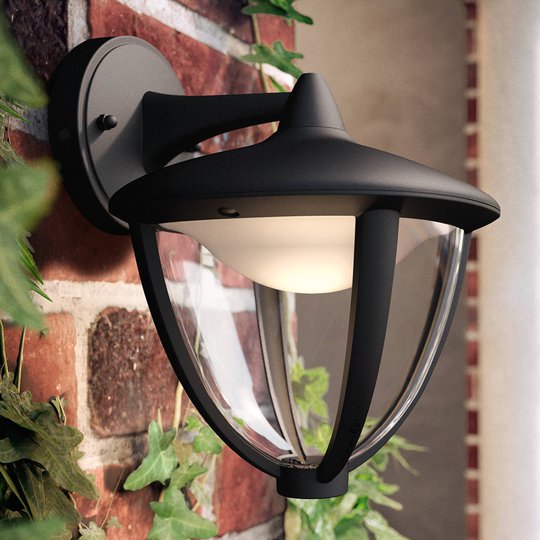 Philips Robin LED-vägglampa svart, nedtill