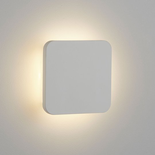 LED-vägglampa Gypsum 15 x 15 cm av vitt gips