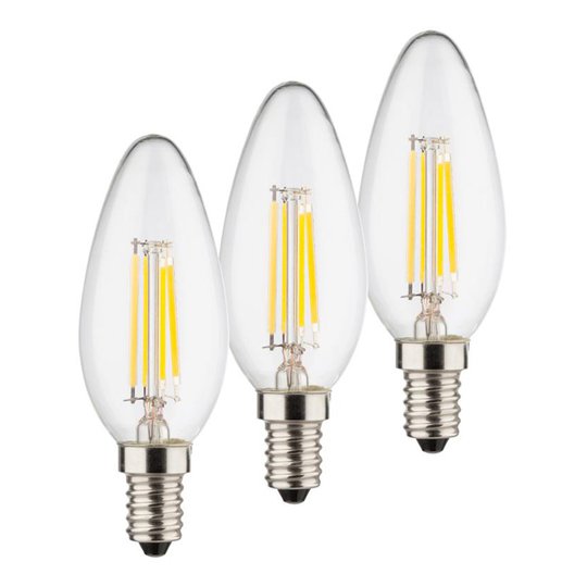 LED-kronljuslampa E14 4W 2 700 K filament 3-pack
