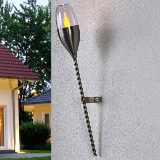 Solarvägglampa Jari med fladdrande LED-ljus