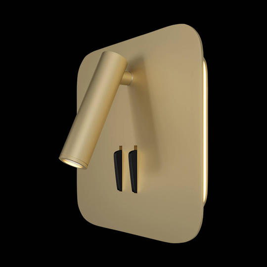 Maytoni 176 LED-vägglampa, 3 000 K, kantig, guld