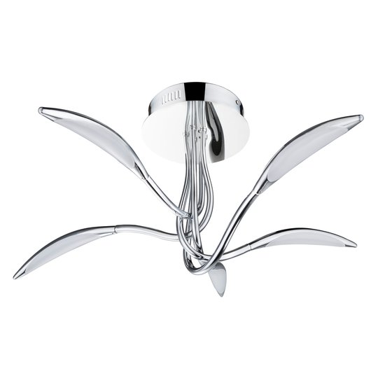 LED-taklampa Hampton, dimbar, krom, 5 lampor