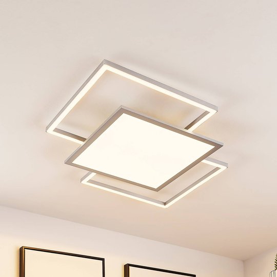 Lucande Ciaran LED-taklampa, kvadrat, CCT