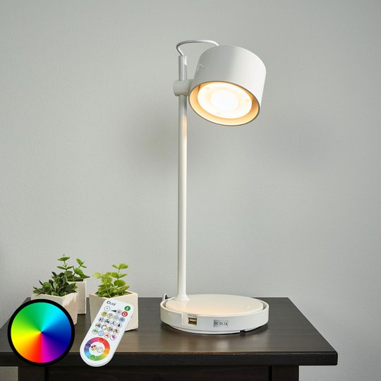 Blänkande vit LED-iDual-bordslampa Jasmine