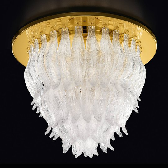 Taklampa Petali med Muranoglas 56 cm guld