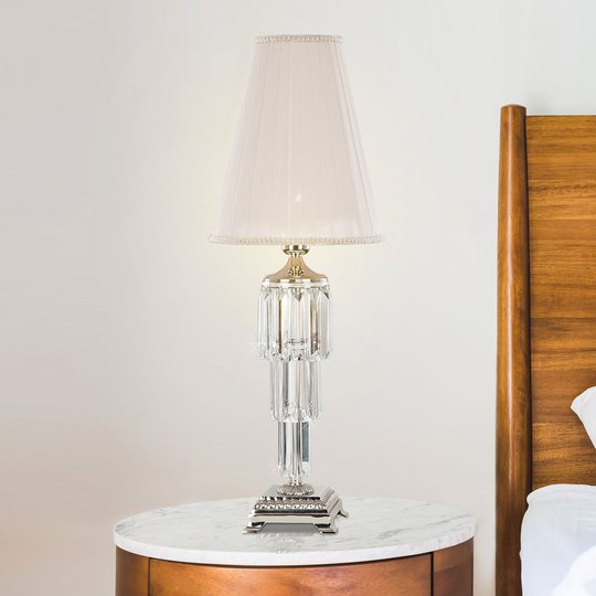 Bordslampa Sevilla med kristall, nickel blank