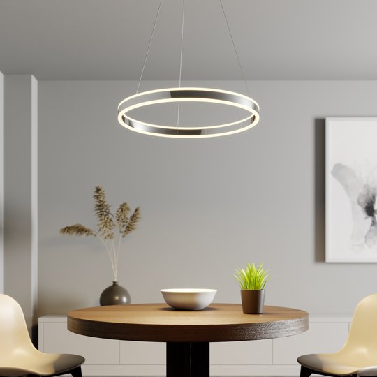 LED-pendellampa Lyani i krom, dimbar, 60 cm