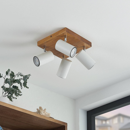 Lindby Maniva takspotlight, 4 lampor, vit