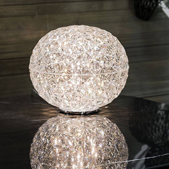 Klotformad LED-bordslampa Planet, transparent