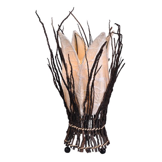 Blommig bordslampa Stella, creme