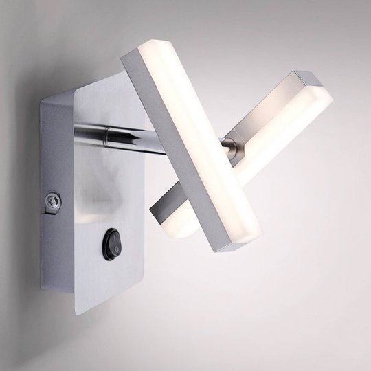 Kantig LED-vägglampa Rico, 2 ljusk.