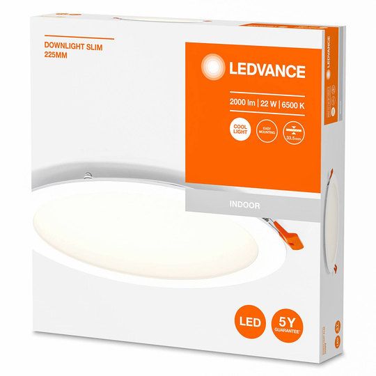 LEDVANCE Recess Slim LED-lampa Ø 22 cm 6500K