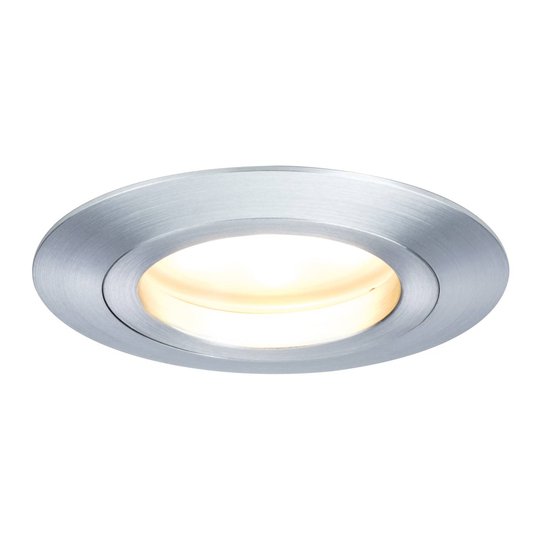 Aluminiumfärgad inbyggd LED-lampa Coin rund IP44