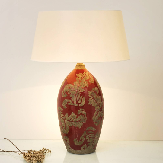 Bordslampa Toulouse rund, höjd 65 cm, röd