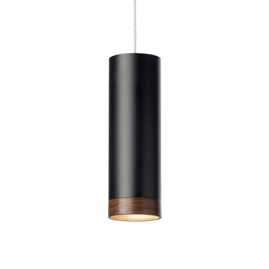 LED-pendellampa PHEB, svart/nötträd