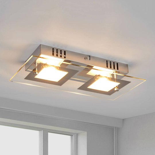 Manja - vacker LED-taklampa i krom, två ljuskällor