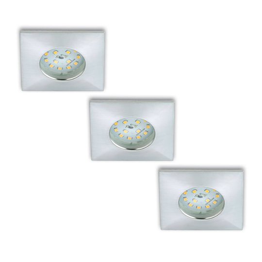LED-inbyggnadsspot Luca 3-pack set IP44 aluminium