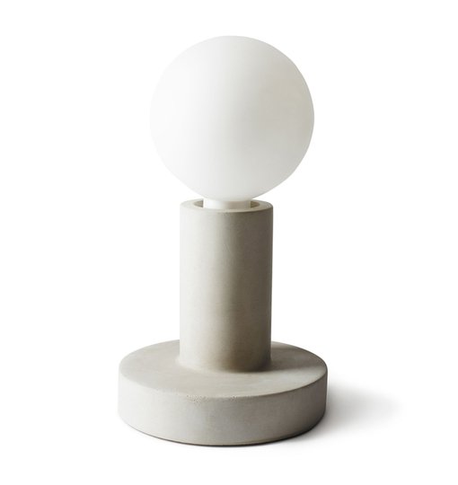 Bordslampa E-27, betong opal glob, Tove Adman