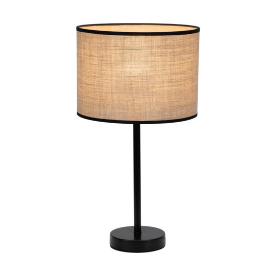 Bordslampa Tubo, textilskärm, beige, Ø 25 cm