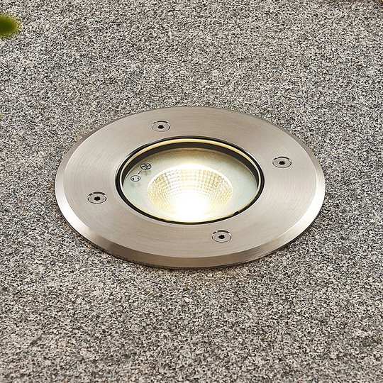 LED-golvinbyggnadslampa Karl, stål, rund