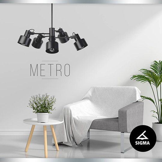 Hänglampa Metro, 5 lampor, svart