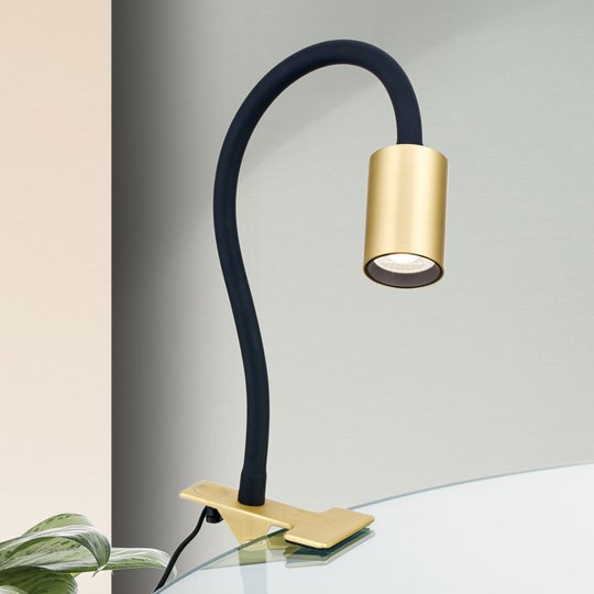 LED-klämlampa Kurt mässing matt
