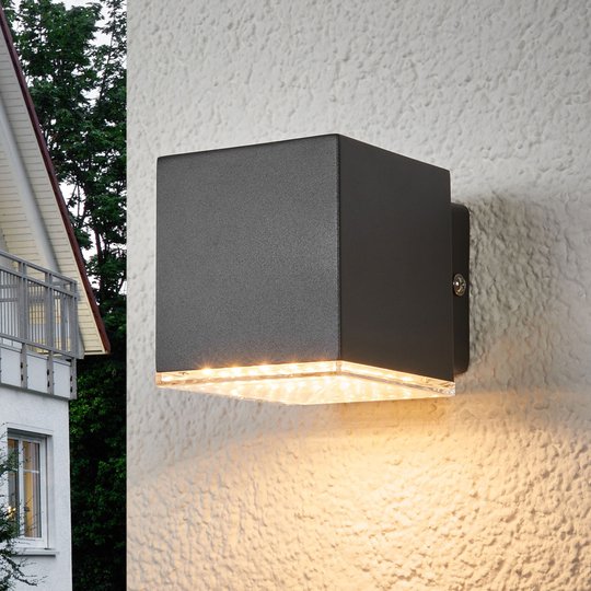 Mörkgrå LED-utomhusvägglampa Lydia