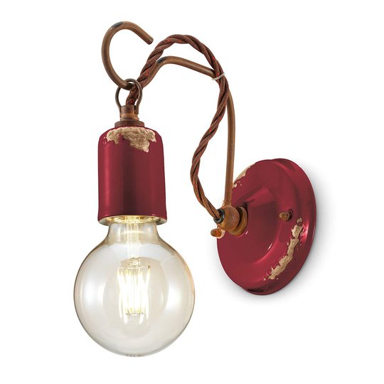 Vägglampa C665 i vintagestil vinröd