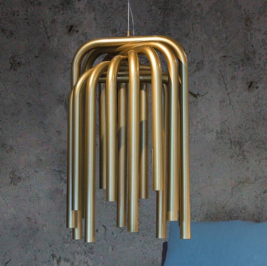 LED-hänglampa Pipes i guld