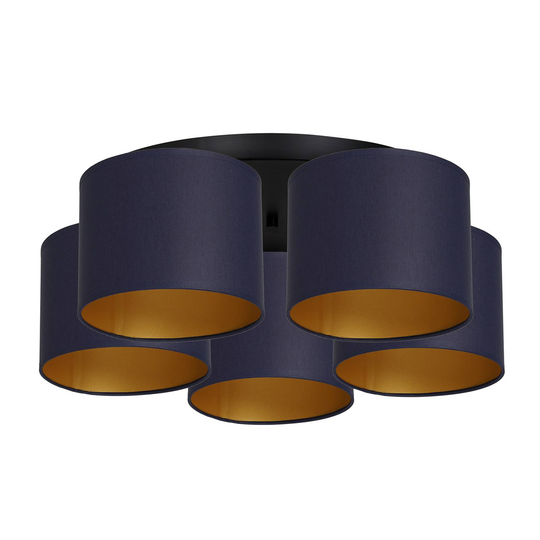 Taklampa Soho cylindrisk 5 lampor blå/guld