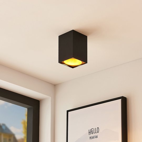 Arcchio Hinka taklampa, kantig, 14 cm, svart