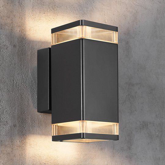 Utomhusvägglampa Elm i svart, 2 lampor